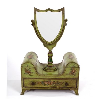 Lot 679 - A George III painted dressing table mirror,...