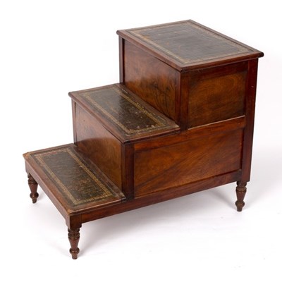 Lot 683 - A George III set of mahogany bed steps with...