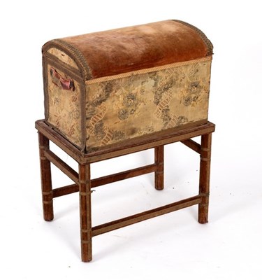 Lot 695 - A velvet covered chest with domed cover and...