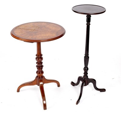 Lot 718 - A burr walnut topped tripod table, 48cm...