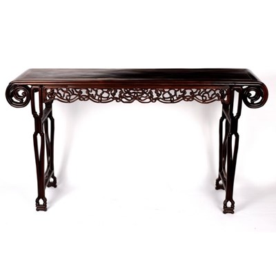 Lot 720 - A Chinese altar table, the top with inlaid...