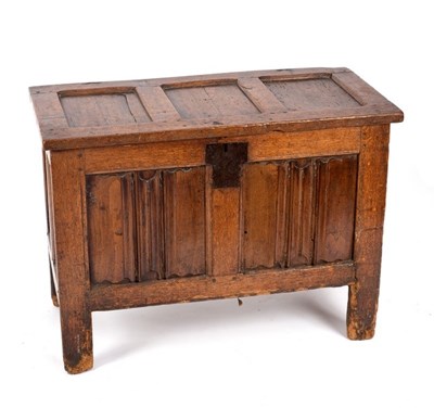 Lot 727 - A late 17th Century oak coffer with triple...