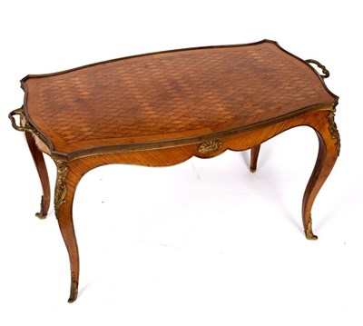 Lot 731 - A French parquetry tray top table on gilt...