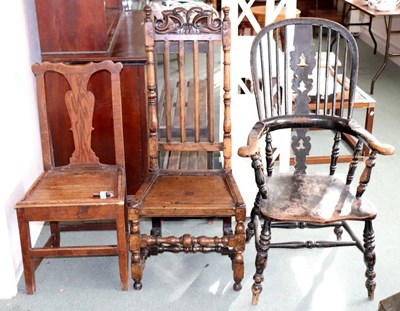 Lot 735 - A Windsor type splat back elbow chair with...