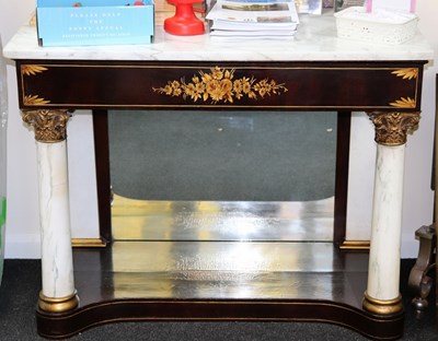 Lot 736 - A marble topped console table, on marble...