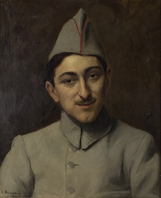 Lot 890 - E Bourgeois 1918/Portrait of a Man in Uniform/...