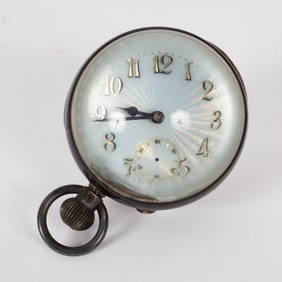 Lot 5 - A Swiss spherical glass desk timepiece, with...