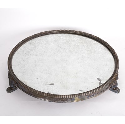 Lot 102 - A Sheffield plate circular mirror plateau,...