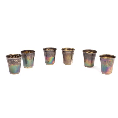 Lot 118 - Six small French silver tot cups, probably...