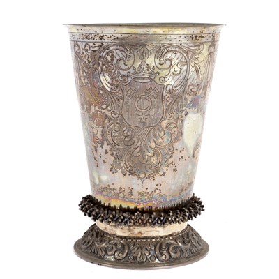 Lot 144 - A 17th Century Dutch style silver beaker,...