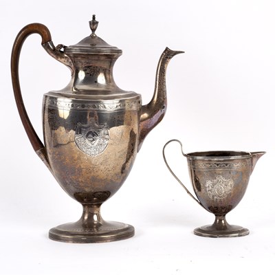 Lot 157 - A George III vase shaped silver coffee pot and...