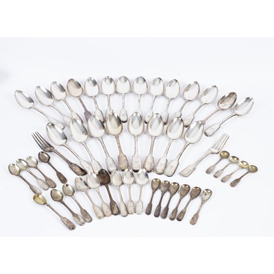 Lot 208 - A quantity of fiddle pattern silver flatware,...