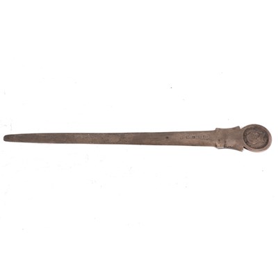 Lot 226 - An Irish silver meat skewer, marks rubbed,...