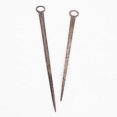 Lot 228 - Two George III silver meat skewers, Smith &...