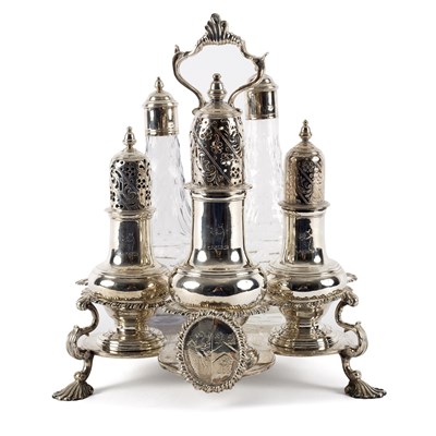 Lot 265 - An 18th Century Irish silver Warwick cruet,...