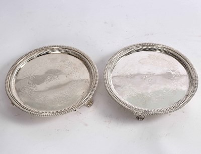 Lot 267 - A pair of George III silver salvers, Hannam &...