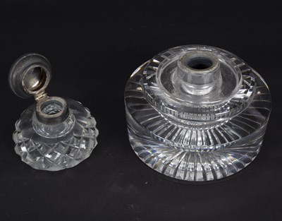 Lot 428 - A large glass inkwell with lemon squeezer base,...