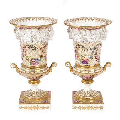 Lot 442 - A pair of Swansea spill vases, circa 1820, of...