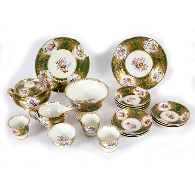 Lot 457 - A Coalport part tea service, circa 1825, each...