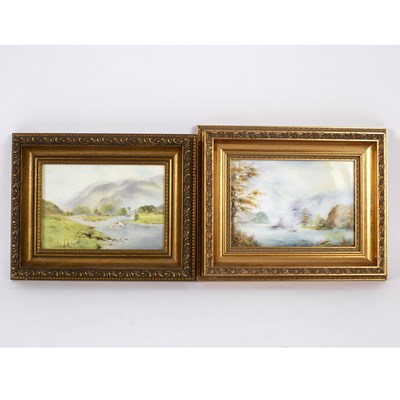 Lot 479 - A matched pair of Royal Worcester landscape...