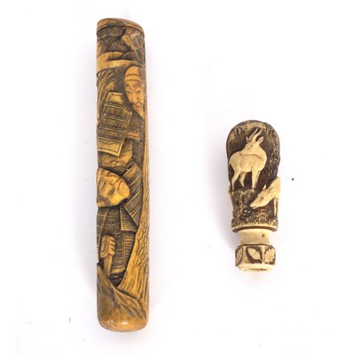 Lot 490 - A Japanese bone pipe case, Meiji period,...