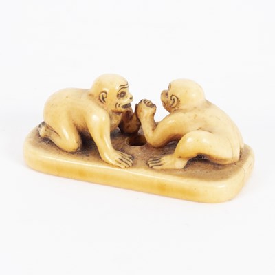 Lot 492 - A Japanese ivory netsuke, 18th Century, in the...