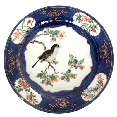 Lot 497 - A Chinese powder blue ground famille verte...