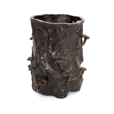 Lot 504 - A Japanese bronze spill vase, 19th Century,...