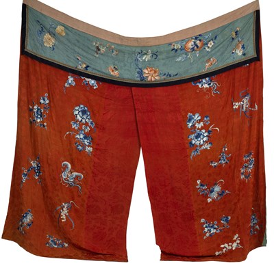 Lot 509 - A Chinese embroidered bed hanging, 19th...