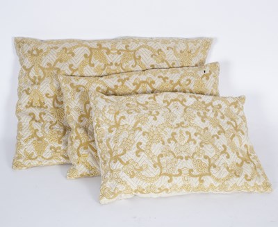 Lot 535 - Three English embroidered pillows, early 18th...