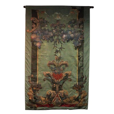 Lot 542 - A patinated leather applied wall hanging,...