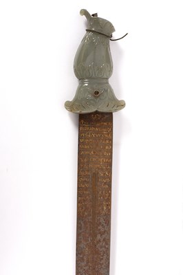Lot 557 - A Mughal sword with jade grip (damaged) and...