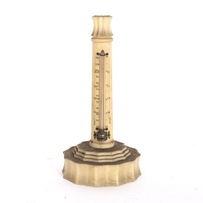 Lot 586 - An Anglo-Indian ivory table barometer, circa...