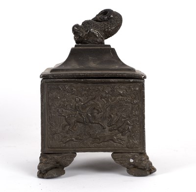 Lot 593 - An early 19th Century square lead tobacco box...