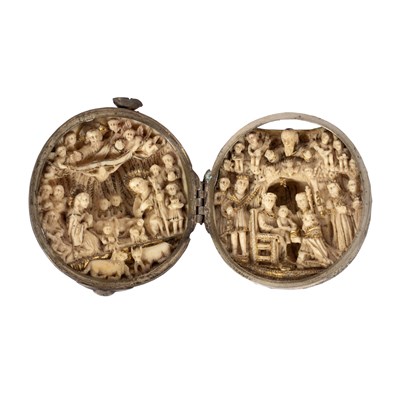 Lot 607 - An ivory devotional rosary bead of spherical...