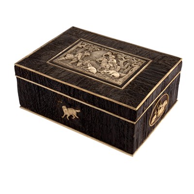 Lot 619 - A 19th Century box with hunting scenes, German...