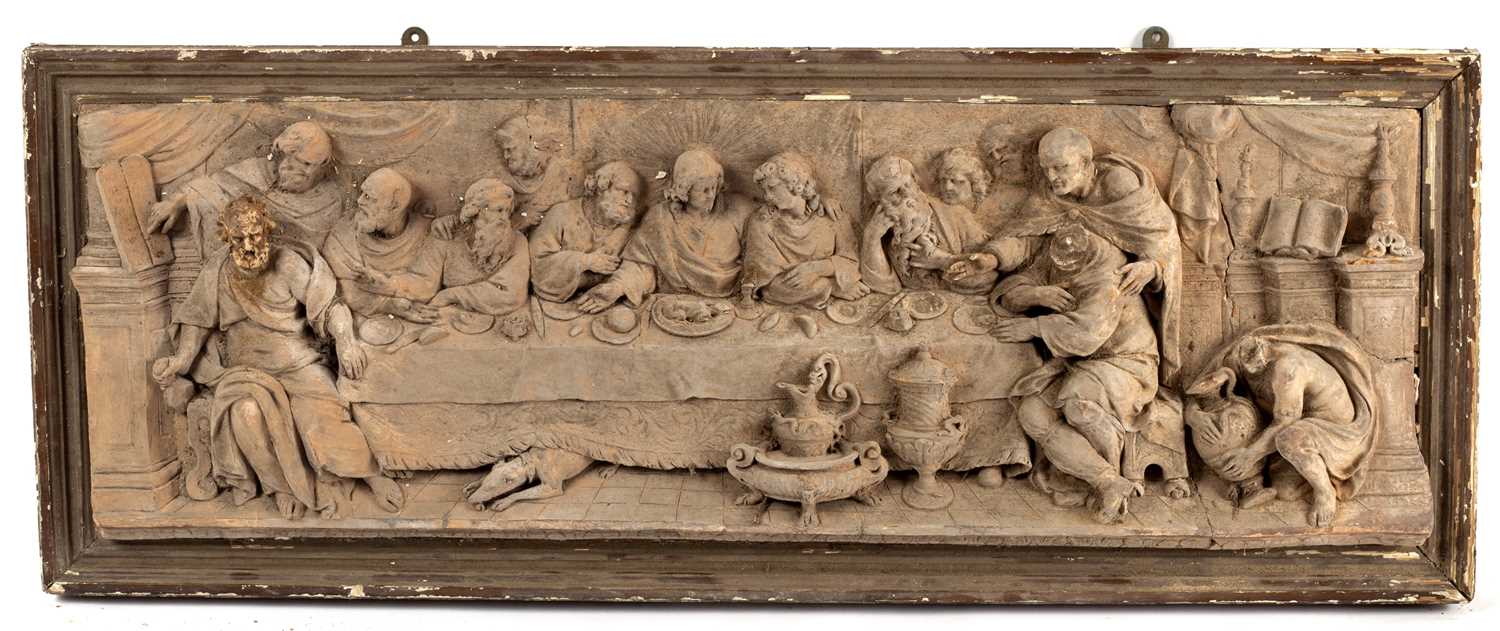 Lot 620 - A terracotta or plaster relief of The Last...