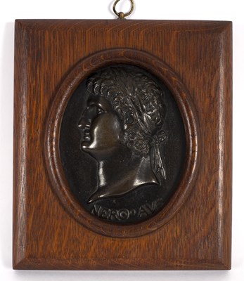 Lot 625 - A bronze portrait plaque depicting the emperor...