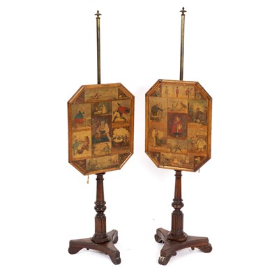 Lot 647 - A pair of William IV simulated rosewood pole...