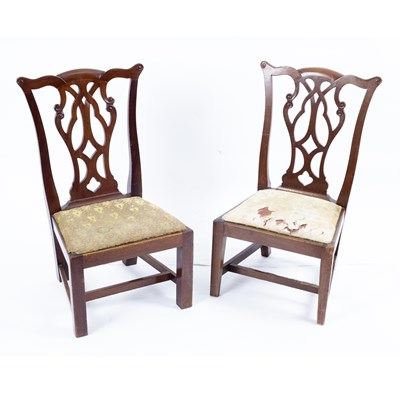 Lot 651 - A pair of child's mahogany side chairs, in...