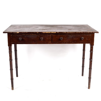 Lot 666 - A painted pine Victorian two-drawer table on...