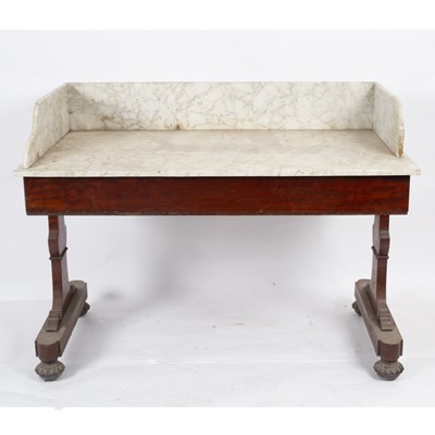 Lot 678 - A Victorian marble-topped washstand with three-...