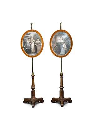 Lot 680 - A pair of George IV rosewood and mahogany pole...