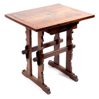 Lot 685 - A Swiss walnut side table, part 17th Century,...