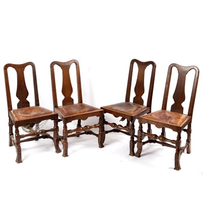 Lot 686 - A set of four Queen Anne provincial walnut...