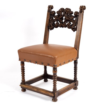 Lot 696 - A walnut side chair, North Italian style, mid...