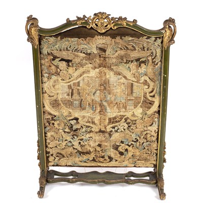 Lot 701 - An Italian green painted and parcel-gilt fire...