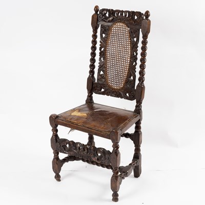 Lot 704 - A Charles II beechwood side chair, circa 1665,...