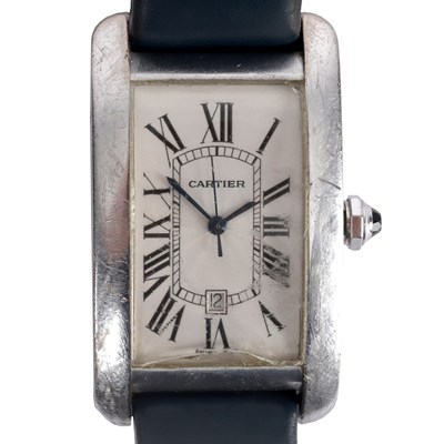Lot 57 - A gentleman's 18ct white gold cased Cartier...
