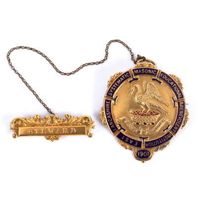 Lot 66 - An 18ct gold Masonic jewel for East Lancashire...